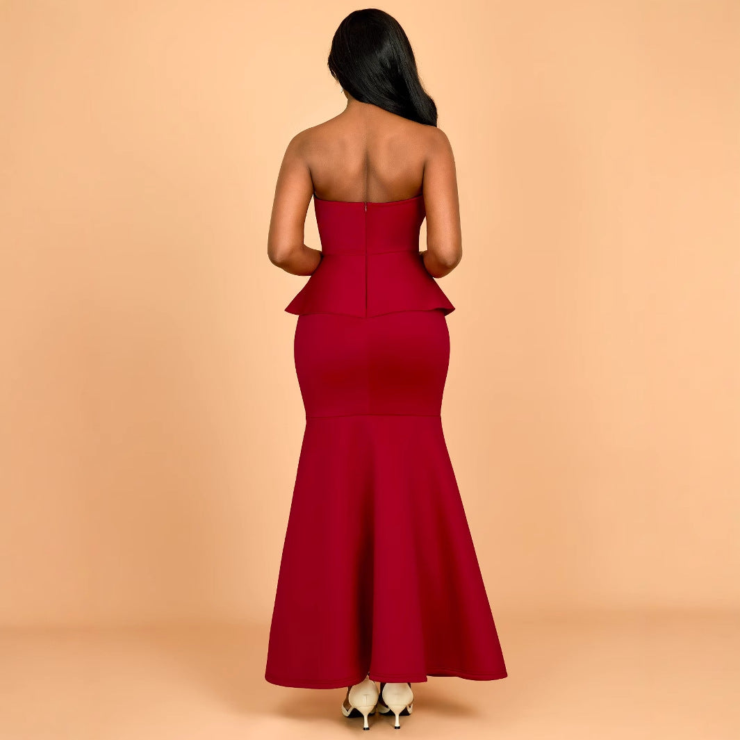 Damen Abendkleid mit schimmernden Details und voluminösem Peplum R&B