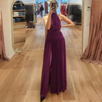 Damen Elegantes Maxikleid mit hochgeschlossenem Design und verführerischem Schlitz R&B