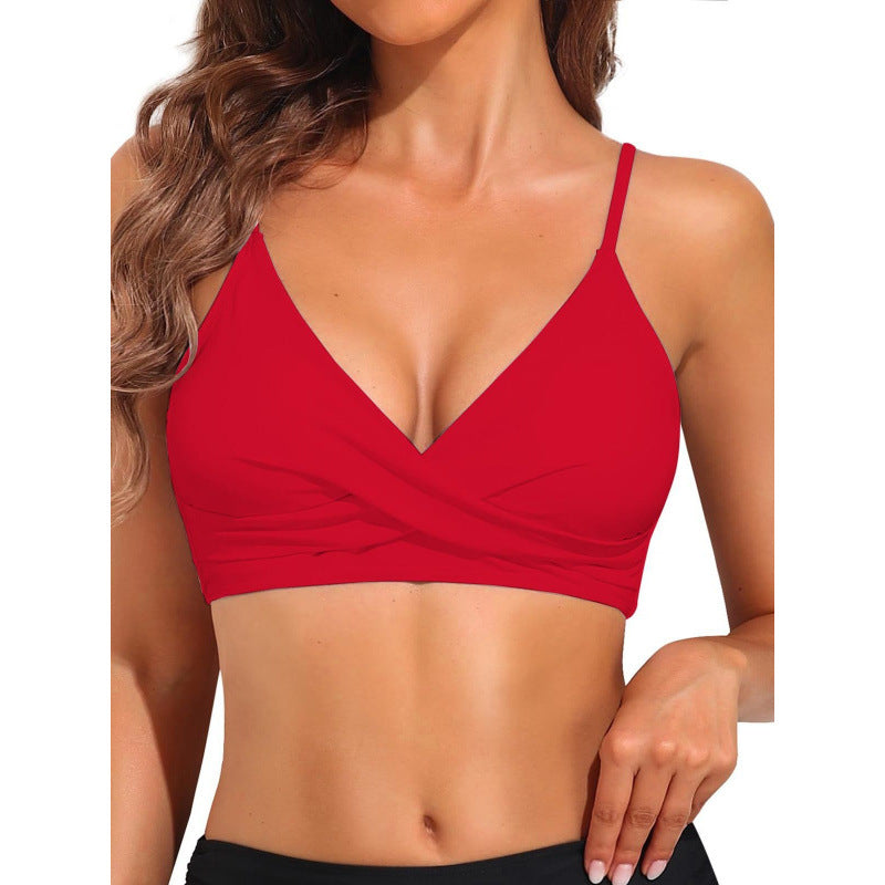 Damen Sportliches Bikini-Oberteil mit Wickel-Design R&B