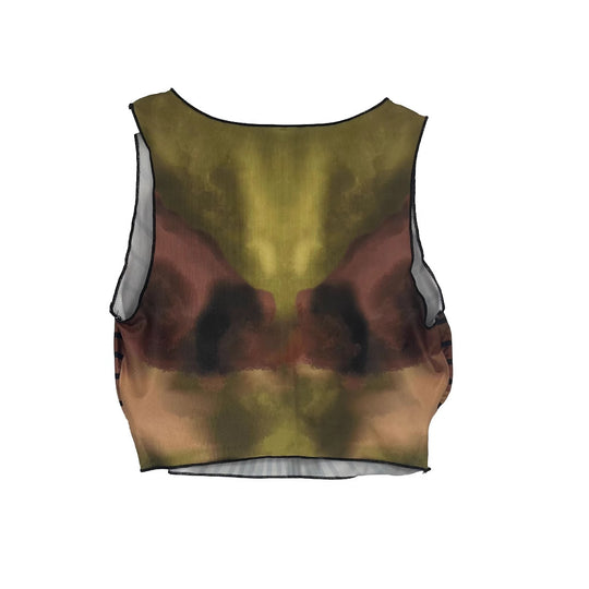 Damen Stylisches Crop-Top mit herzförmigem Druck und Rüsche R&B