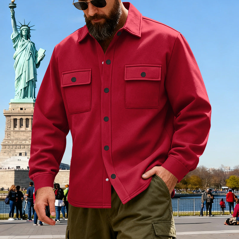 Herren nan lässige Hemdjacke aus Baumwollmischung mit aufgesetzten Brusttaschen R&B