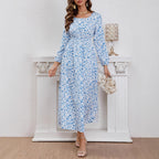 Damen Maxikleid mit Blumenmuster und Taillierung R&B
