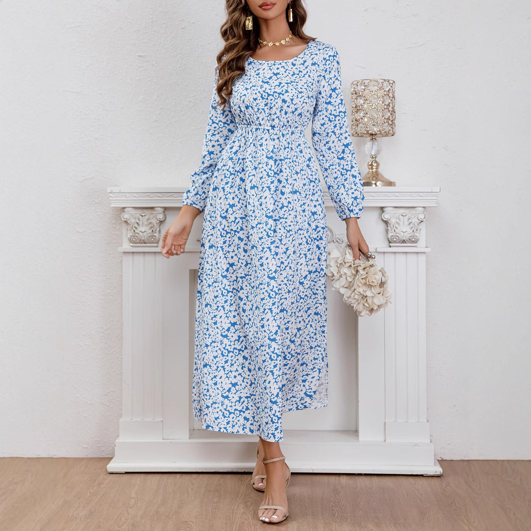 Damen Maxikleid mit Blumenmuster und Taillierung R&B
