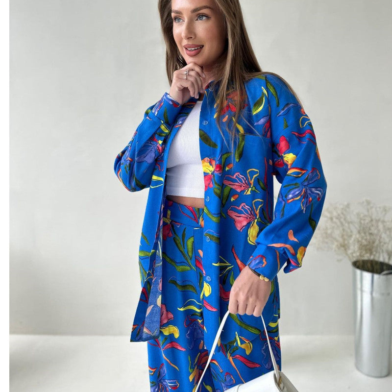 Damen Lässiges Zweiteiler-Set mit floralem Design und weitem Schnitt R&B