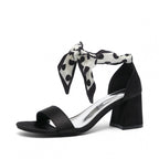 Damen elegante Sandalen mit dekorativem Schleifenband und komfortablem Blockabsatz R&B
