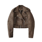 Damen Kunstleder Bikerjacke mit tailliertem Schnitt und verstellbarem Bund R&B