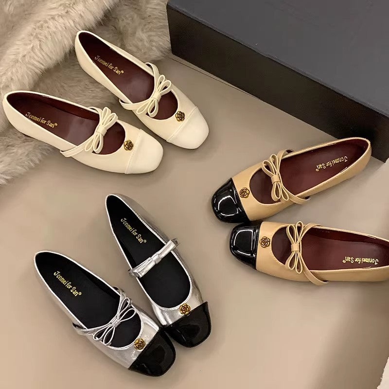 Damen Ballerinas mit dekorativer Schleifenverzierung und edlem Glanz R&B