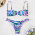 Damen Bandeau-Bikini mit modischem Patchwork-Design R&B