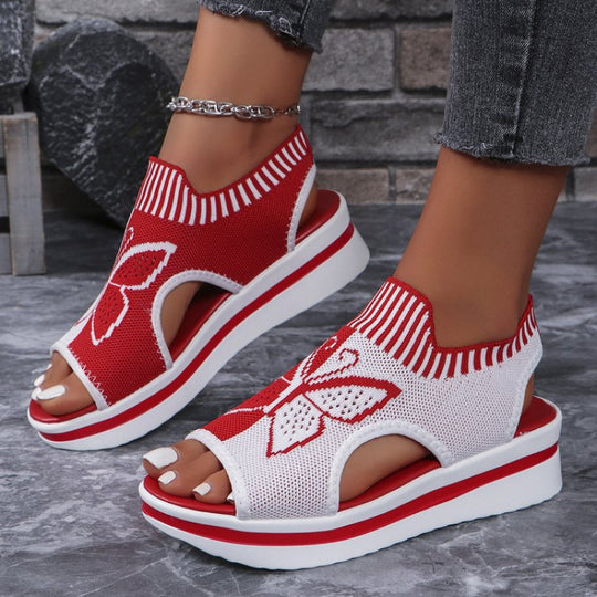 Damen bequeme Freizeit-Sandalen mit atmungsaktivem Netzdesign und floralem Akzent R&B