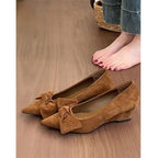 Damen spitze Wedge-Pumps aus samtweichem Velours R&B
