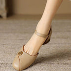 Damen Elegante Sling-Sandalen mit dekorativen Knopfdetails R&B