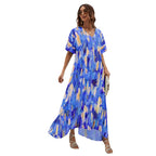 Damen Maxikleid mit V-Ausschnitt und weitem Schnitt R&B