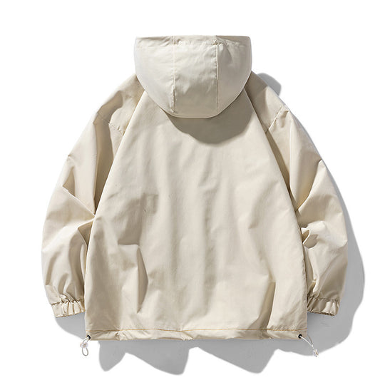 Herren winddichte praktische Outdoor-Jacke mit verstellbarer Kapuze und großen Taschen R&B