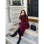 Damen Etuikleid mit feinem Rippenmuster und dekorativen Knopfdetails R&B