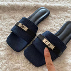 Damen Bequeme Schlappen mit modischem Riemen und elegantem Schnallenverschluss