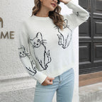 R&B | Verspielter Strickpullover Mit Katzenmuster