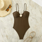 Damen eleganter Einteiler-Badeanzug mit muschelförmigem Detail R&B