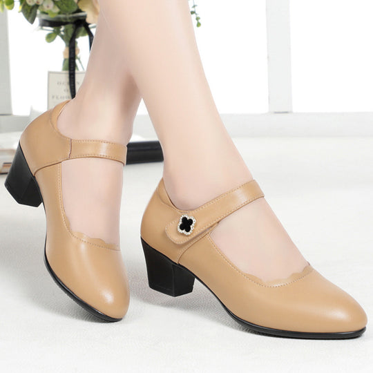 Damen Elegante Mary Jane Pumps mit dekorativem Riemen und komfortablem Blockabsatz Heidi-Mode