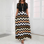 Damen Maxikleid mit einem modernen Zickzackmuster R&B