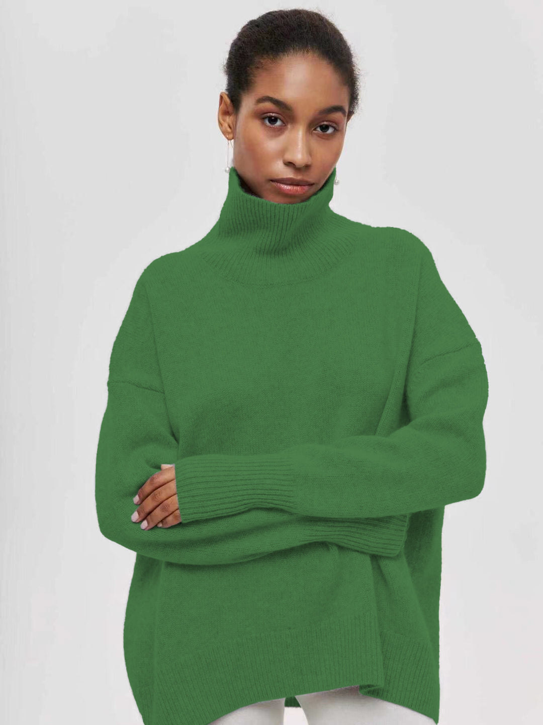 Damen gemütlicher Rollkragenpullover mit Oversized-Schnitt und strukturiertem Material R&B