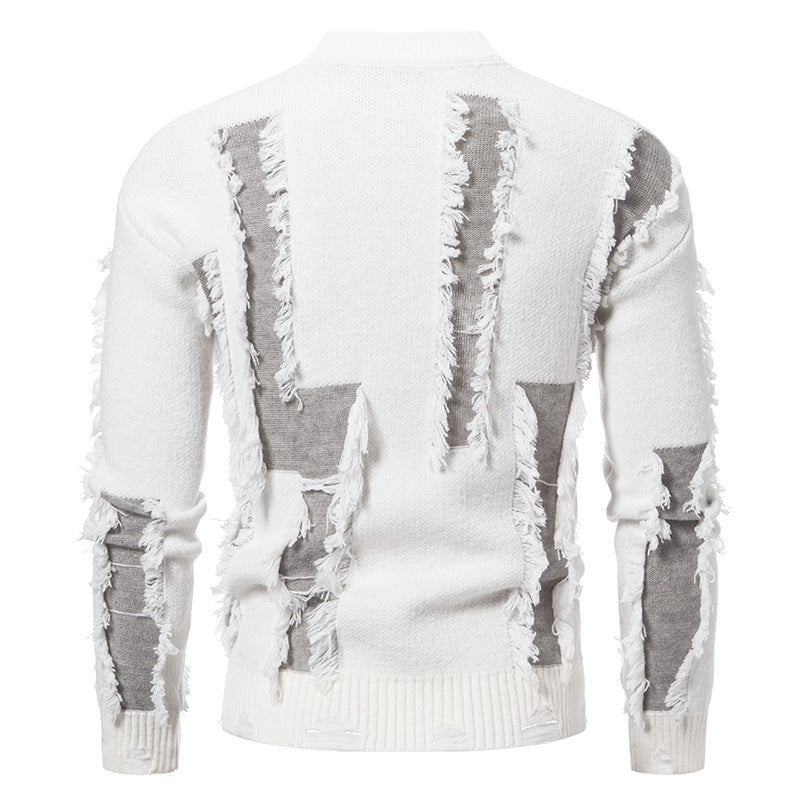 Herren moderner Strickpullover mit trendigen Fransen und einzigartigem Design R&B