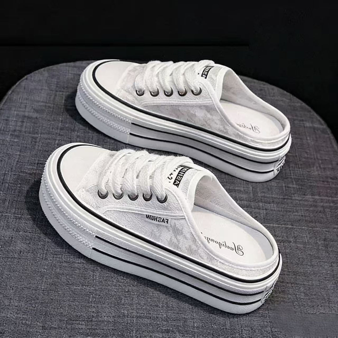 Damen Plattform Sneaker mit luftiger Canvas-Oberfläche und rutschfester Sohle R&B