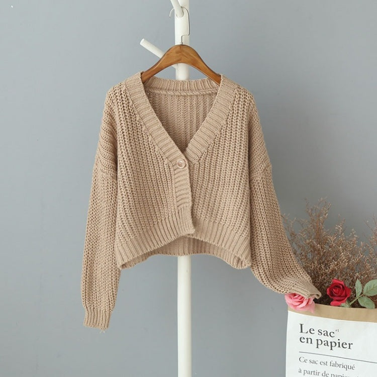 Damen lässige Strickjacke mit überschnittenen Schultern und knöpfen R&B