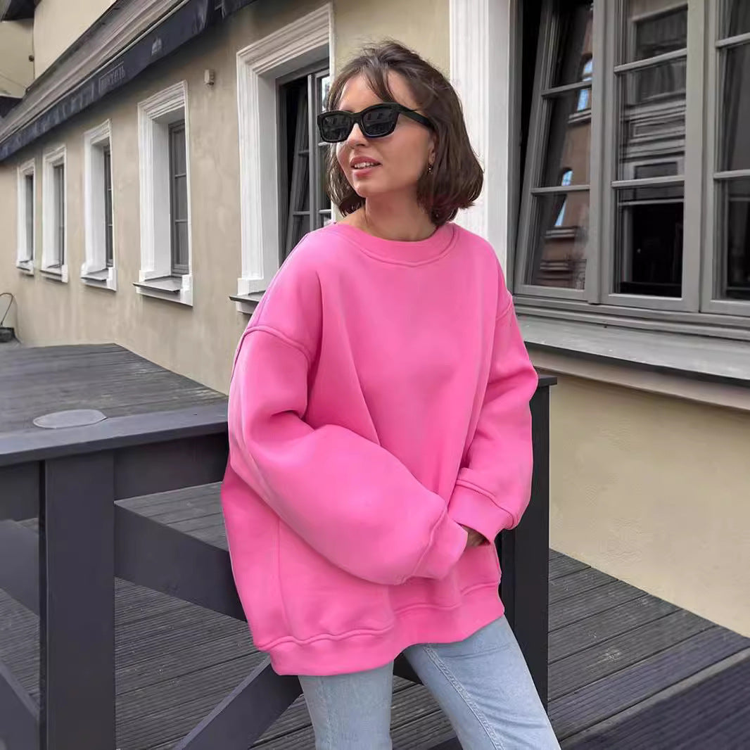 Damen Oversized Sweatshirt im lässigen Stil mit übergroßen Ärmeln und elastischen Bündchen