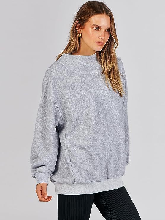 Damen lässiger Oversized Pullover mit schmalem Bund R&B