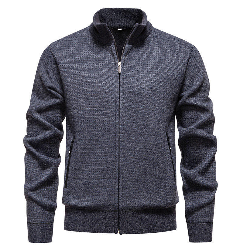Herren Strickjacke mit modernem Zipper und seitlichen Reißverschlusstaschen R&B