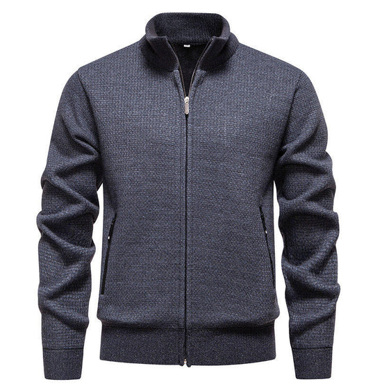 Herren Strickjacke mit modernem Zipper und seitlichen Reißverschlusstaschen R&B