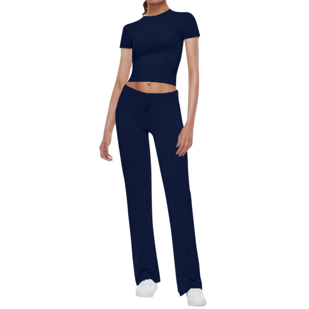 Damen Sportliches Set aus cropped Oberteil und weit geschnittenen Pants R&B