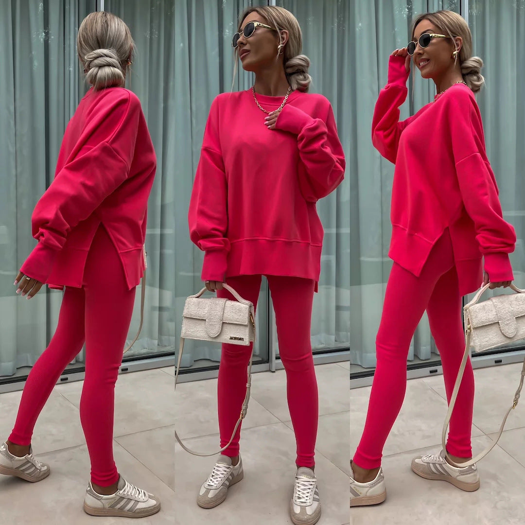 Damen lässiger Oversized-Sweater und leggings im Set R&B