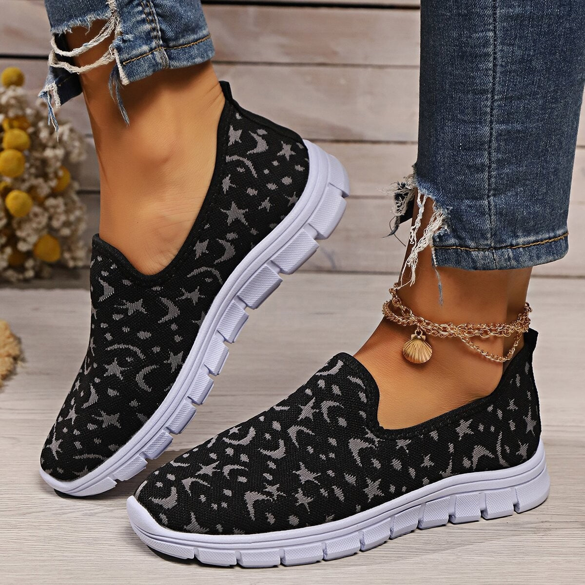 Damen Slip-On Sportliche Sneakers R&B