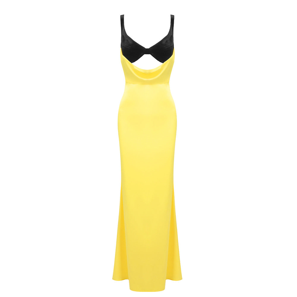 Damen Elegantes langes Kleid mit raffiniertem Bustier-Design und fließendem Rock R&B