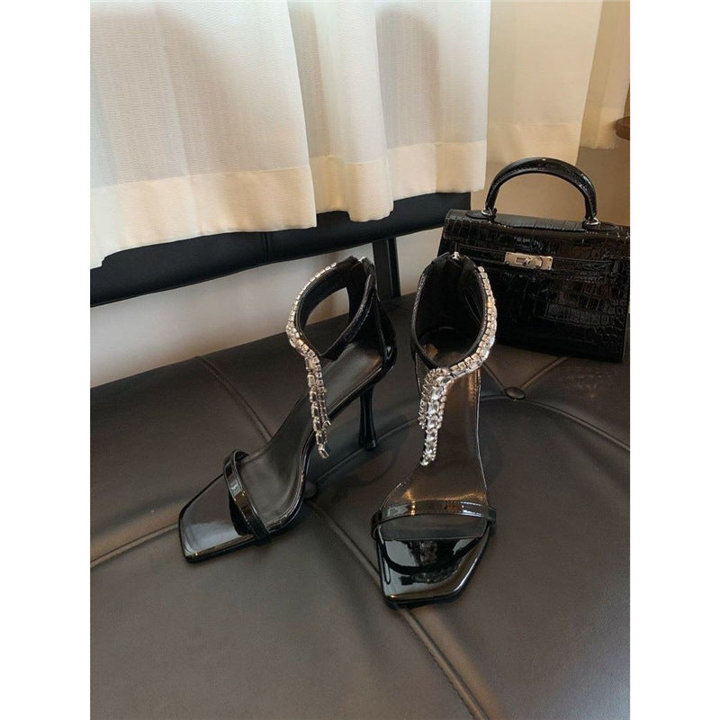 Damen Elegante High Heel Sandalen mit funkelnder Strassverzierung R&B