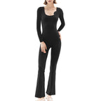 Damen figurbetonter Jumpsuit mit langen Ärmeln und Skulptur-Details R&B