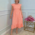 Damen luftiges Maxikleid mit Rüschen und floralem Design R&B