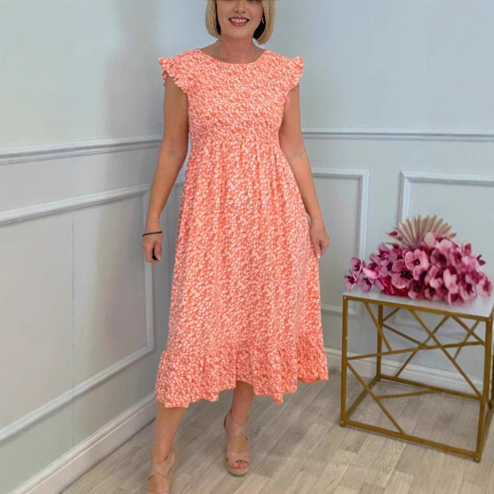 Damen luftiges Maxikleid mit Rüschen und floralem Design R&B