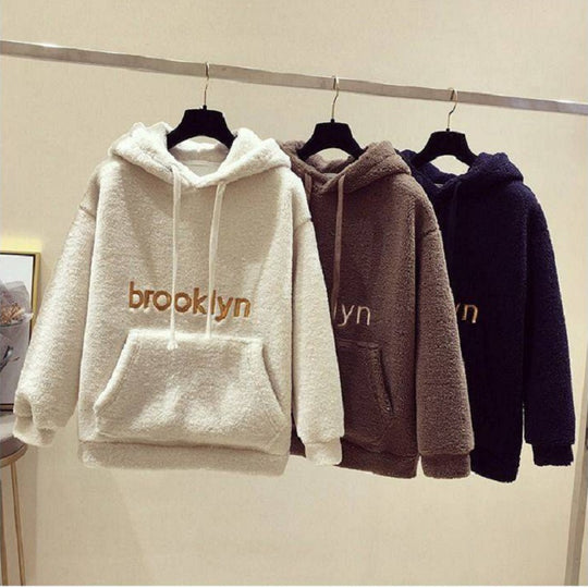 Damen kuscheliger Hoodie mit bequemer Passform und lässigem Schriftzug R&B