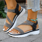 Damen Komfortable Freizeitsandalen mit elastischen Kreuzriemen und gepolsterter Sohle R&B