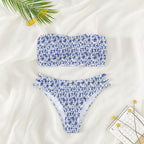 Damen Bandeau-Bikini mit modischem Rüschendesign und hoher Taille