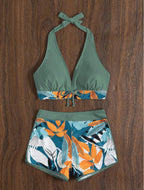 Damen Bikini-Set mit floralem Muster und herausnehmbarem Push-Up-BH R&B