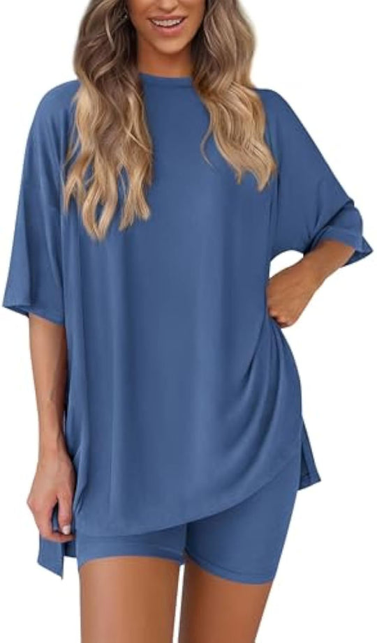 Damen lässiges Sport-T-Shirt mit Shorts im Set R&B