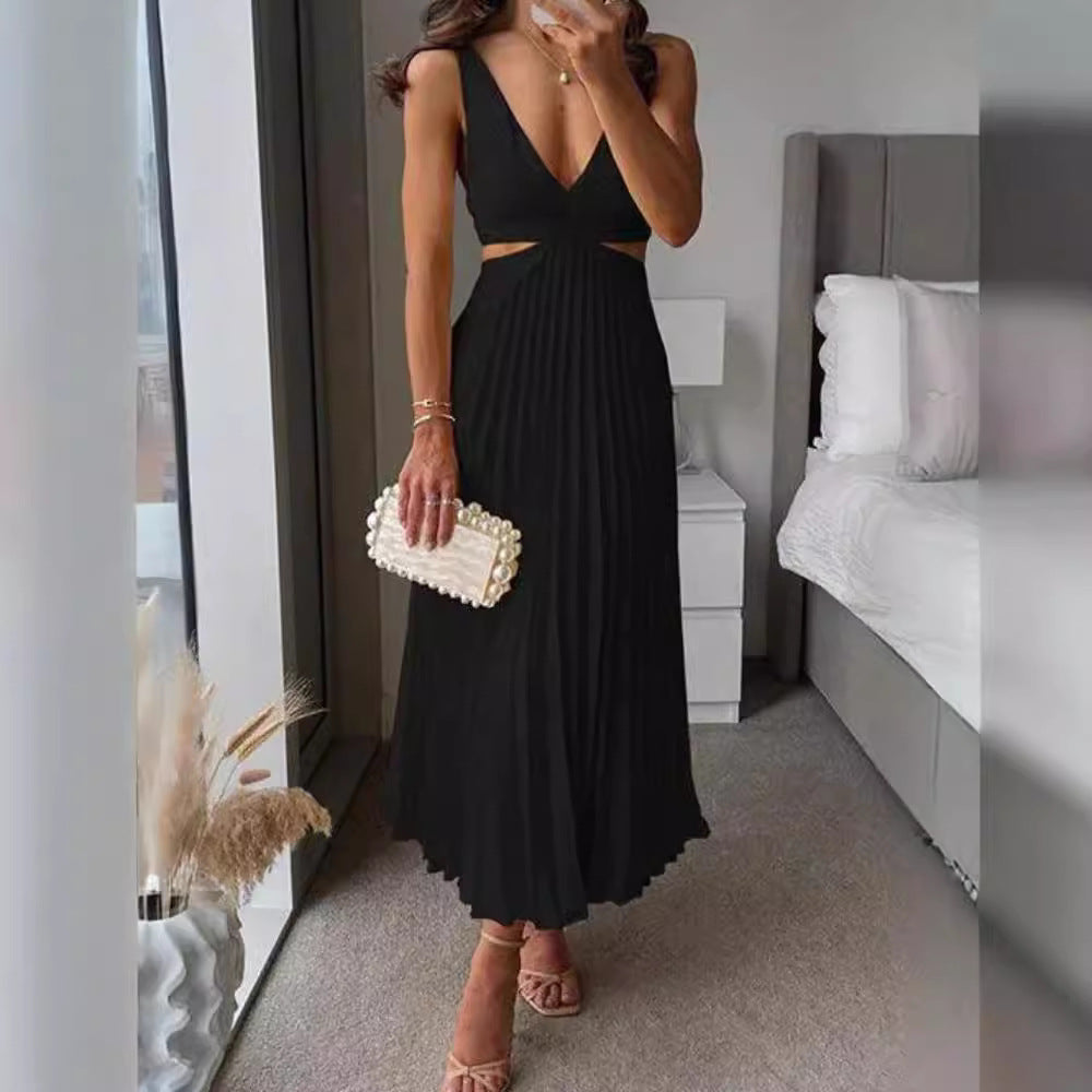 Damen Elegantes Maxikleid mit V-Ausschnitt und raffinierten Drapierungen R&B