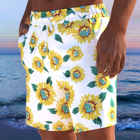 Herren Badeshorts mit modernem Streifen-Design und elastischem Bund R&B