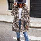Damen Modischer Leopardenfell Mantel R&B