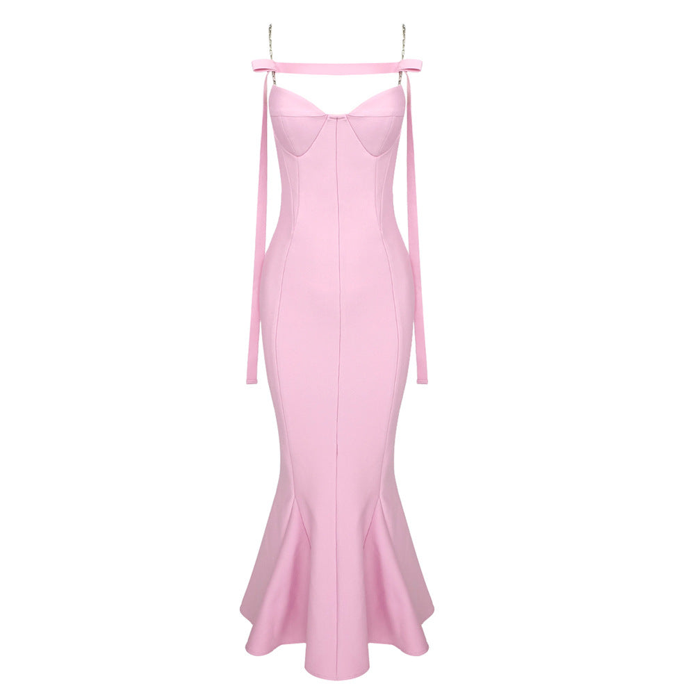 Damen Elegantes Meerjungfrauen-Kleid mit schulterfreier und taillierter Passform R&B