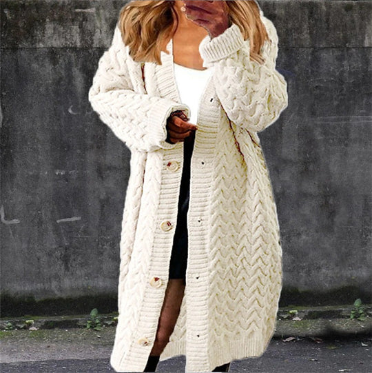 Damen Grobstrick-Jacke mit eleganten Knopfdetails und lässigem Schnitt R&B