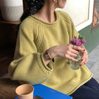 Damen Gemütlicher Oversized Pullover aus hochwertiger Baumwolle mit Rippdetails